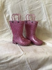 Western Cheif Rain Boots Toddler Pink Light Up Waterproof Glitter Size 5