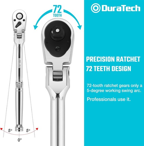 Versatile 3-Piece 72-Tooth Flex-Head Ratchet Set with Quick-Release Design - Picture 9 of 10