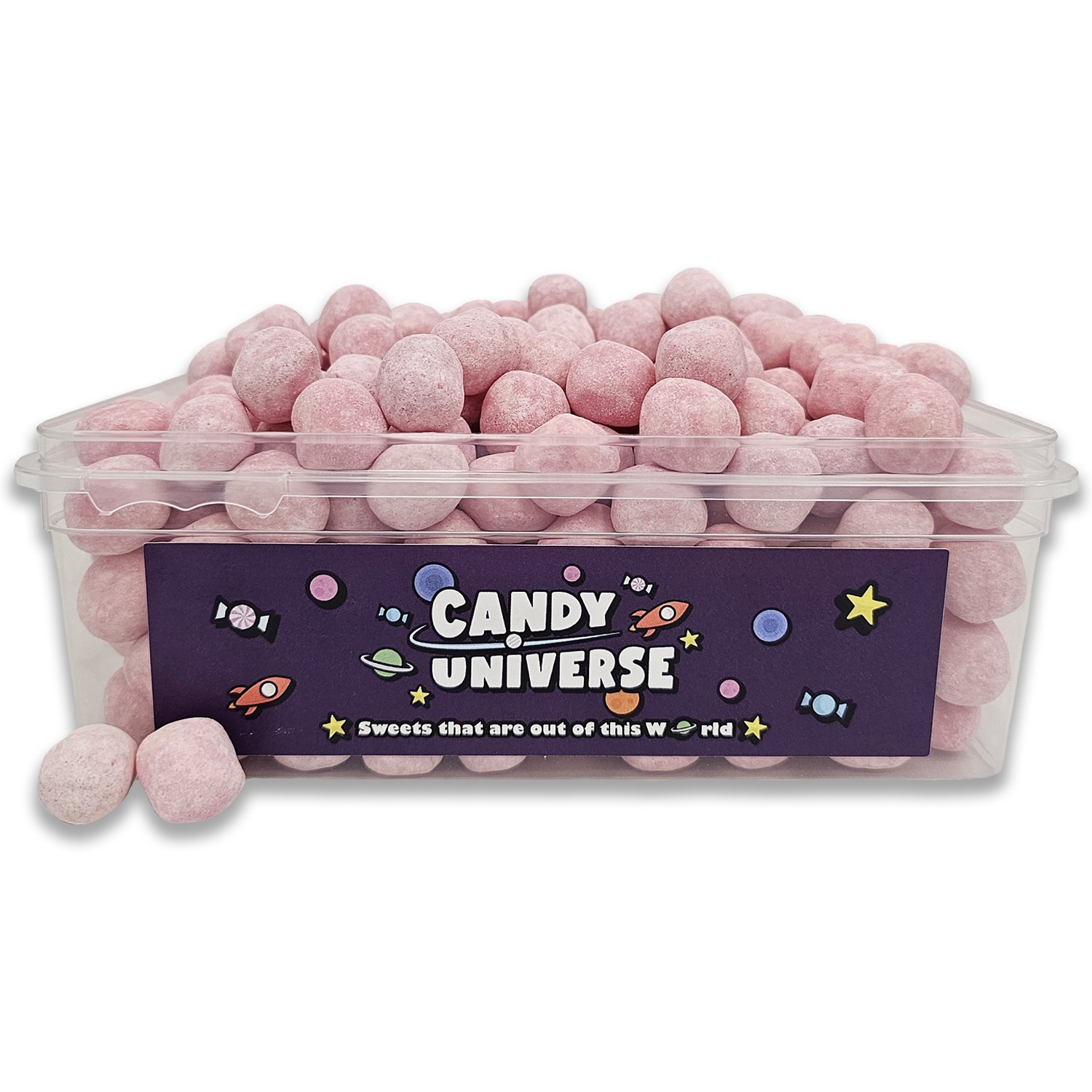 Candy Universe Strawberry Bon Bons Tub 800g - Retro Chewy Strawberry Bon Bons