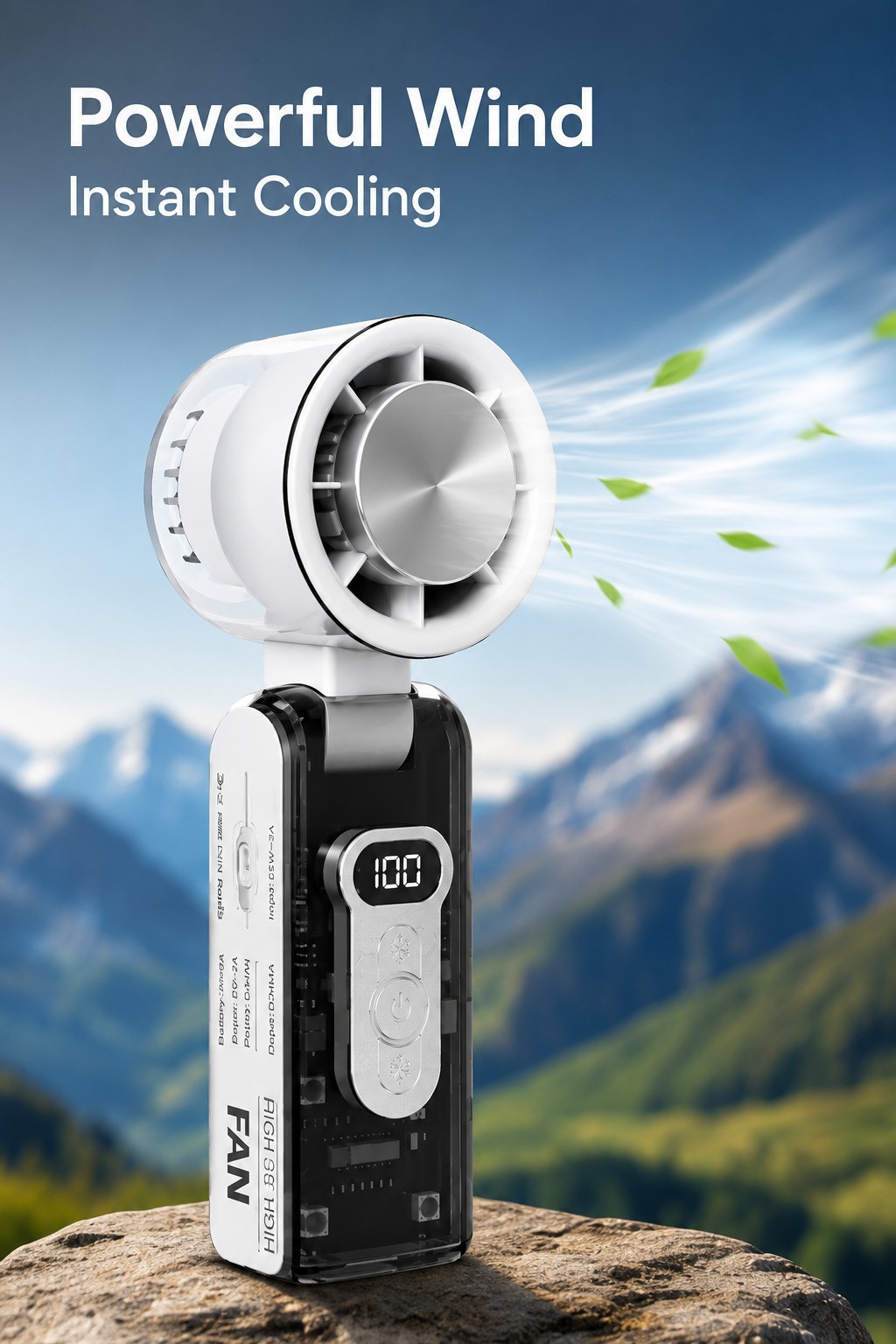 Portable Rechargeable Handheld Fan - Small Quiet Personal Cooler Powerful Wind