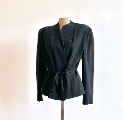 Vintage 1940s Argersinger's Gloversville NY Black Wool Jacket S/M 40s 6 8 Maisel