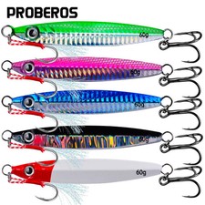 PROBEROS 5Pcs 3D Eyes Metal Jig Lure 10g 15g 20g 30g 40g 60g Bionic Bait