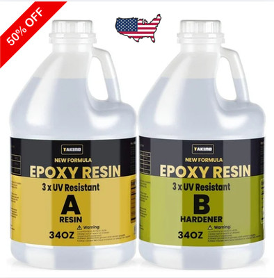 68OZ 3×UV Resistant Resin Kit,No Bubble & Crystal Clear Epoxy Resin for Coating