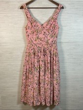 Girl Meets Glam Sarah Dress Sleeveless Pink Floral Midi Size 4 Garden Birds