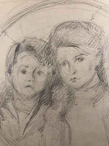 Dessin impressionniste légendé préparation tableau Entourage de P. César HELLEU - Bild 9 von 12