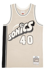 MENS MITCHELL NESS KHAKI BLACK SWINGMAN JERSEY SUPERSONICS 1995 SHAWN KEMP