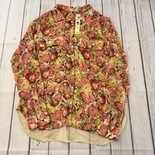 Kut From The Kloth sheer floral button-up blouse Size Medium USA Made Womens