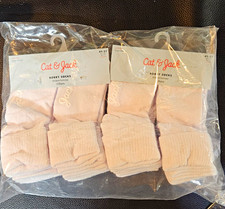 Cat & Jack Girls Bobby Socks Gripper Bottoms White 6 Pairs Size 4T