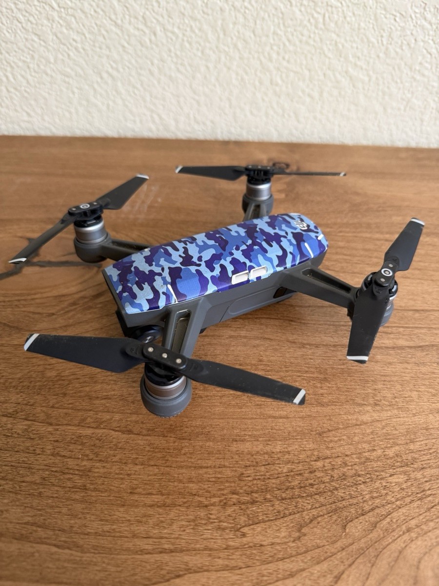 DJI Spark Drone-Blue Camo-Working 2x Battery Included *FULLY