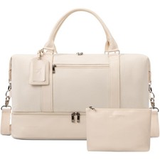 Large 21" Weekender Duffel Bag Set for Women with Shoe Compartment Canvas Tote