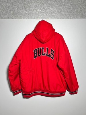Vintage 90s Starter NBA Chicago Bulls Red Hooded Jacket Men's Size