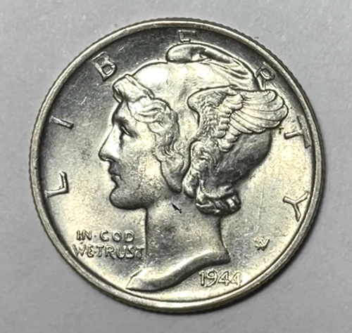 1944 10C Mercury Dime Uncirculated 90% Silver