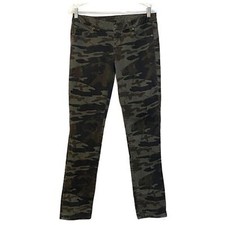 London Jeans Womens 6 30” Green Brown Camo Print Skinny Leg Camouflage Utility