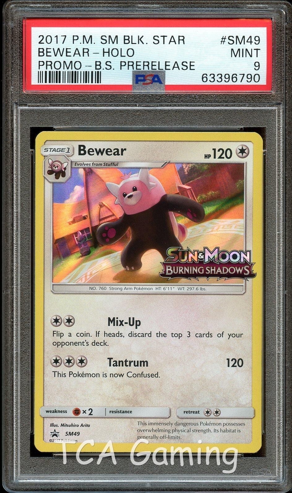 PSA 9 MINT Bewear SM49 PreRelease HOLO PROMO Pokemon Card 790