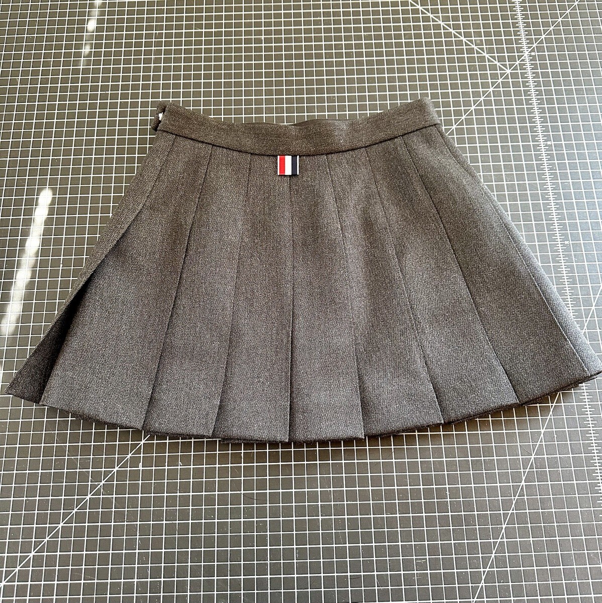 Thom Browne Cavalry Twill Wool Pleated Mini Skirt | 26
