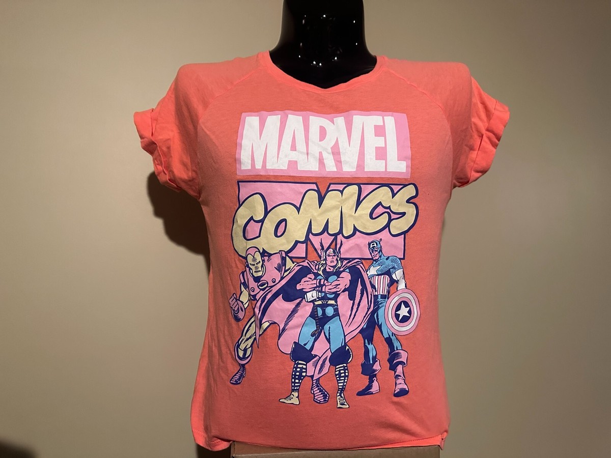 MARVEL COMICS official AVENGERS Women's shirt Large Iron Man Thor Capt  America