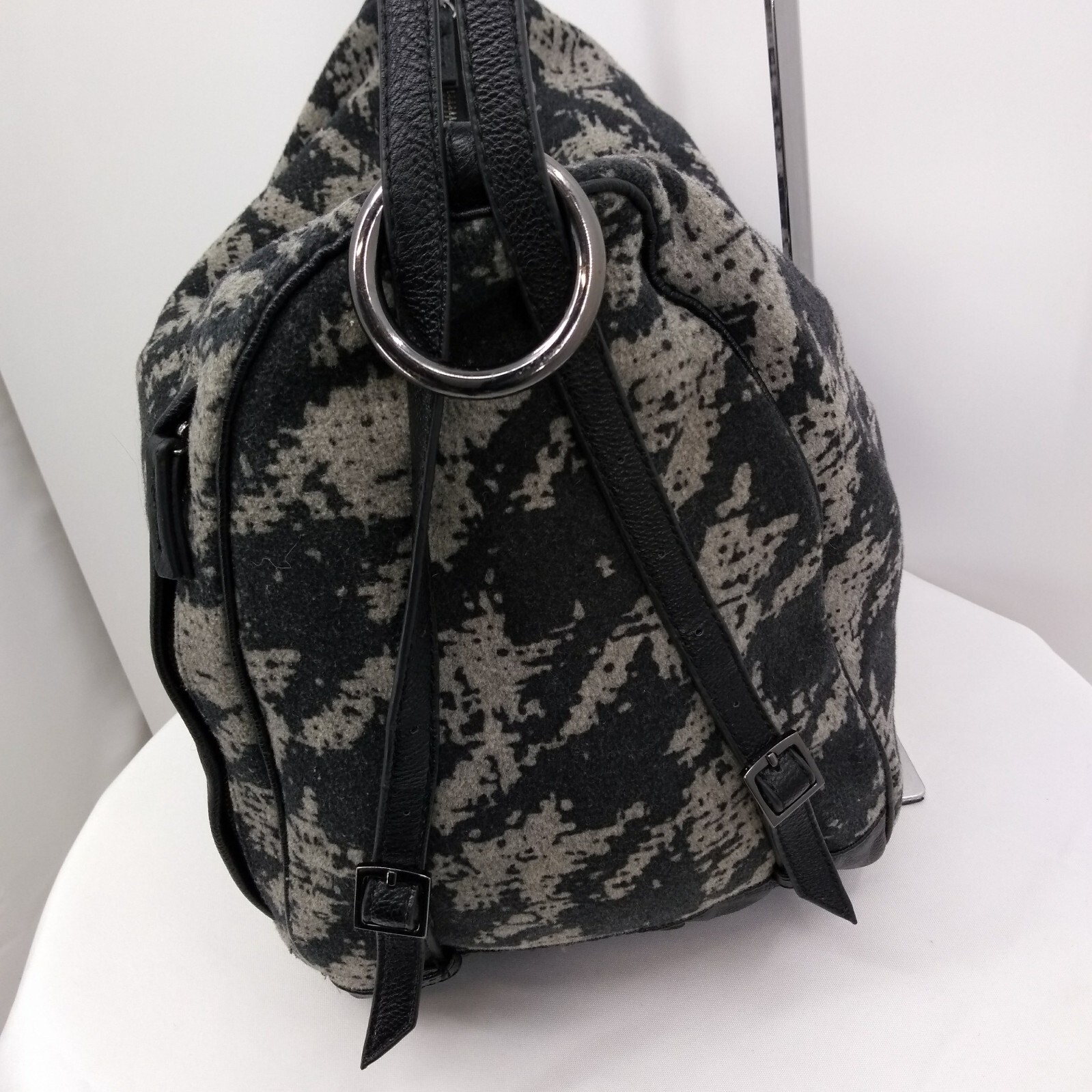 Echo Handbag Backpack Gray Black Houndstooth Flan… - image 4