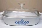 VTG Corning Ware Blue Cornflower A-10-B  10 IN. Casserole Dish w/ Pyrex Lid USA