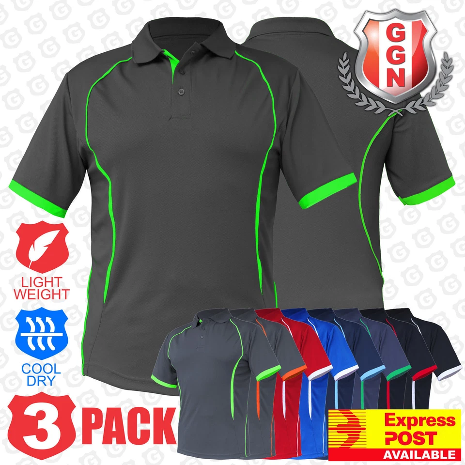 3x Work Polo Shirts Contrast Panels WORK CLUB TEAM TRADIES OFFICE UNIFORM - Image 2 of 4