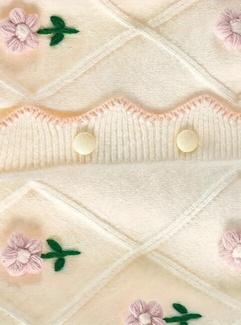 NEW Boutique Girls Floral Pink White Flower Cardigan Sweater