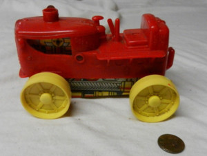 Marx Windup Red Plastic Bulldozer - For Parts Or Restoration!