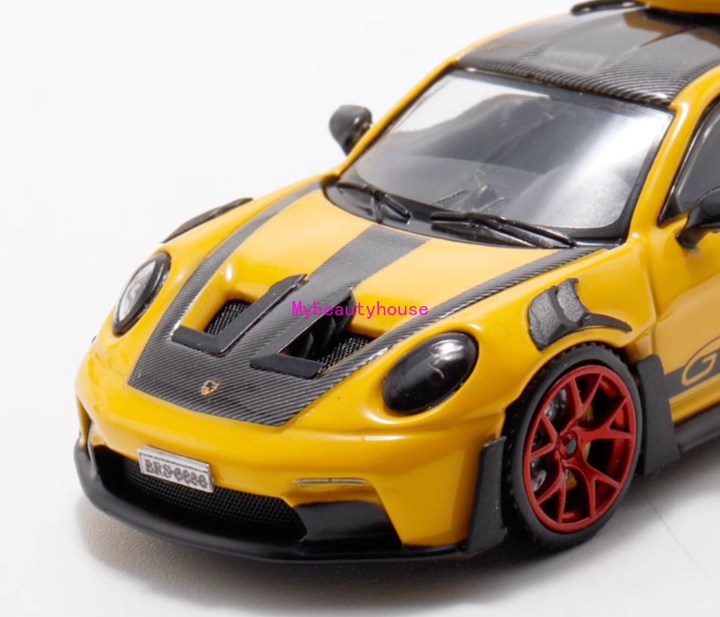 HCI 1:64 Yellow 911 992 GT3 RS Roof Box Sports Model Diecast HCI 1:64 Yellow 911 992 GT3 RS Roof Box Sports Model Diecast