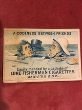 XL MARBURG LONE FISHERMAN CIGARETTE CARD ca 1890s # A COOLNESS BETWEEN FRIENDS