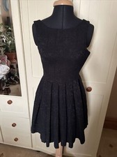ZARA Trafaluc LBD Ladies Short Skater Dress Size S Black Embroidered Sleeveless