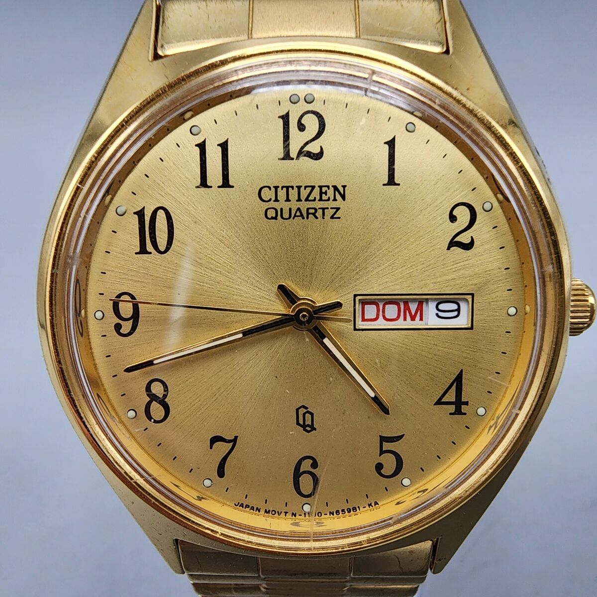 VTG Citizen CQ Watch Men 36mm Gold Dial Gold Tone Daydate VTG Citizen CQ Watch Men 36mm Gold Dial Gold Tone Daydate
