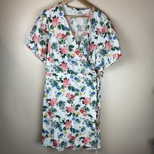 Old Navy 3x Floral Wrap Knee Length Dress Cottagecore Tea Party Linen
