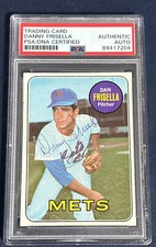 1969 Topps Dan Danny Frisella #343 Signed  Mets World Series RARE Auto Psa Coa