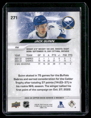 Jack Quinn 2023-24 Upper Deck #271 Buffalo Sabres