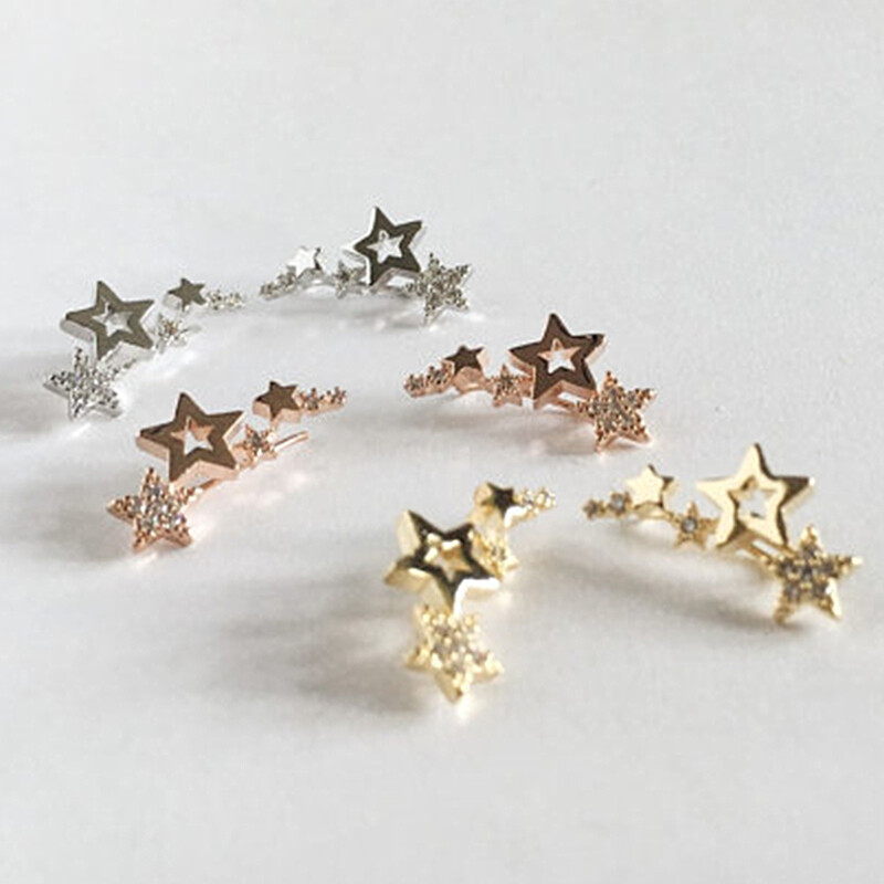 PAVOI Orecchini A Perno Con Dorso Piatto In Argento 925 Placcato Oro 14K – A Forma Di Fiore Con Zirconia – Ipoallergenici Per Lobo E Cartilagine - 3