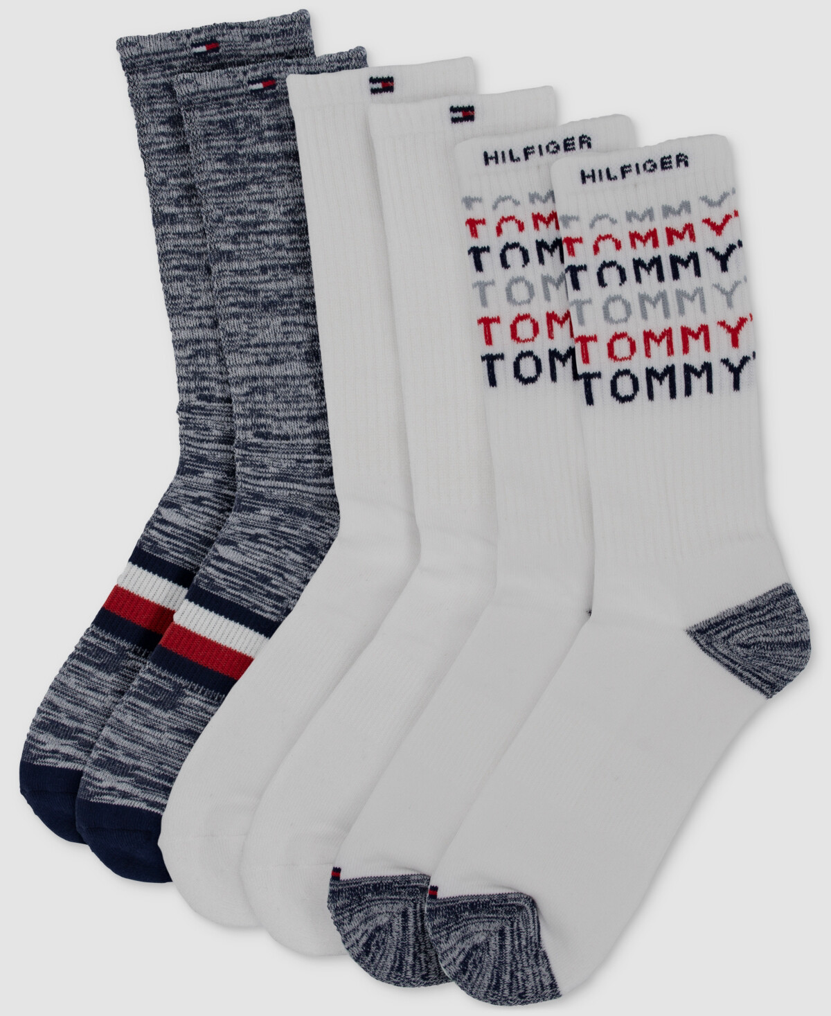 $20 Tommy Hilfiger Men's 3 Pair-Pack White Athletic Crew Socks Shoe Size 7-12