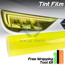 Headlight Hex Holographic Gloss Neon Yellow Taillight Tint Film Fog Honeycomb