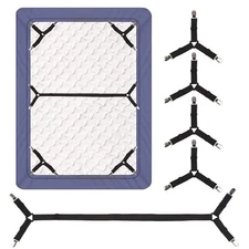 Bed Sheet Straps,4+1Pcs Fitted Sheet Clips Holder,Elastic Adjustable Sheet Strap