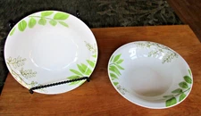 2 Royal NORFOLK Greenbrier GREEN LEAVES 7.5" Soup /Cereal/Pasta Bowls EUC!
