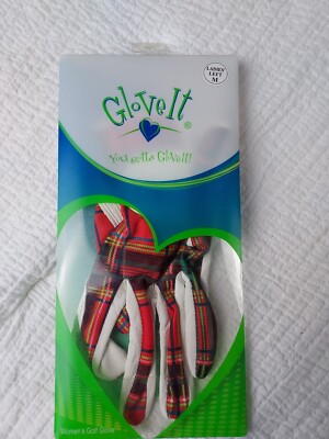 Glove It, Women's, Fashion, Left Handed Golf Glove, Leather, Plaid Design