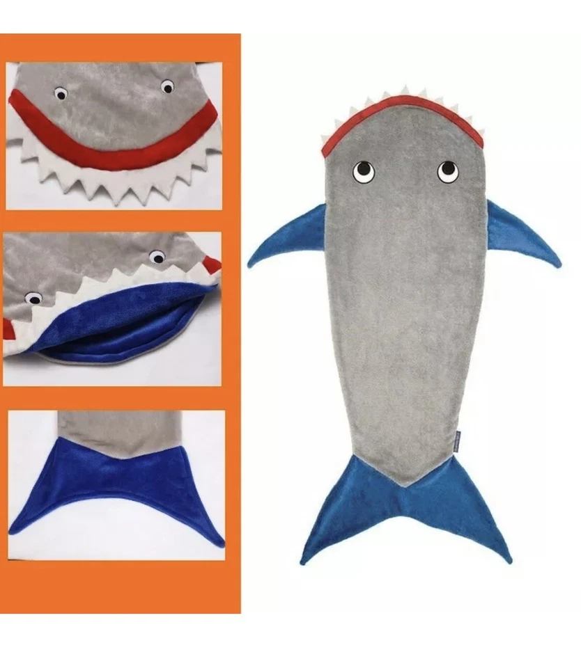 Kids Shark Blanket Tail Cosy Snuggle sleeping Throw For Boys & Girls Xmas Gifts - image 4 of 4