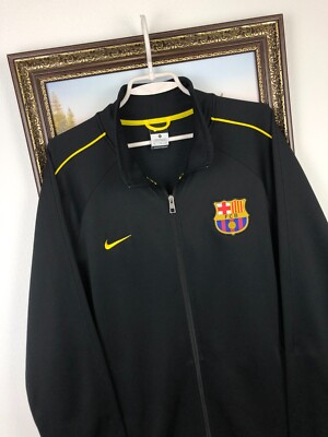 Nike FC Barcelona Football Jacket Soccer Track Top Mens Black Rare
