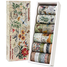 24 Rolls Vintage Washi Tape Set, Floral Letter Butterfly Mushroom Botanical Flow