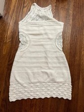 White Sleeveless Racerback High Neck dress (medium)