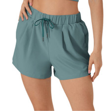 Halara High Rise Elastic Waist Drawstring Ruched Side Pocket Casual Short Sz L