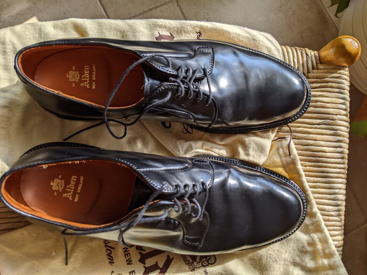 Alden 9901 Plain Toe Blucher Black Shell Cordovan Barrie Alden 9901 Plain Toe Blucher Black Shell Cordovan Barrie
