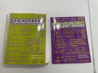 PRE-ALGEBRA A TEACHING TEXTBOOK Answer Key Test Homeschool By Greg Sabouri 