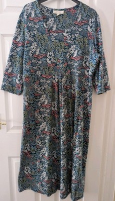 Seasalt Cornwall Seed Packet Dress Size 18 Teal Blue Floral