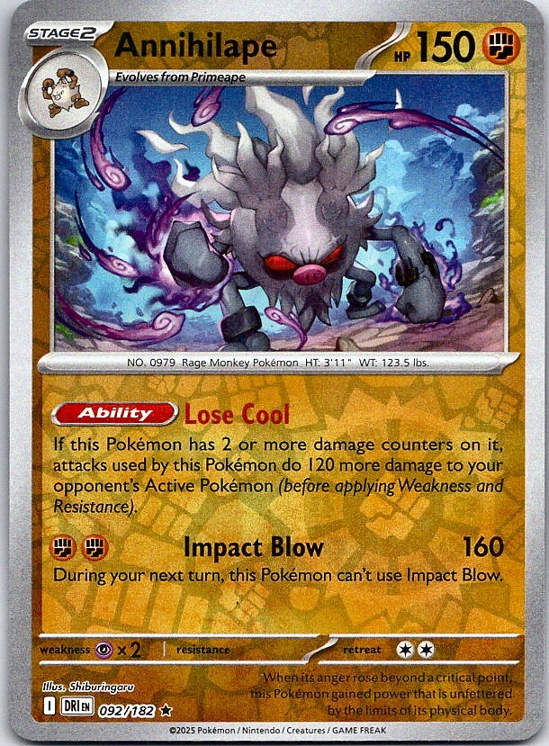 Annihilape - Destined Rivals (NM) Reverse Holo 92/182 Fighting