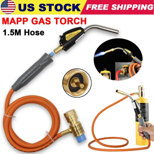 Mapp Gas Plumbing Turbo Burner Torch Hose Propane Soldering Brazing Welding Tool