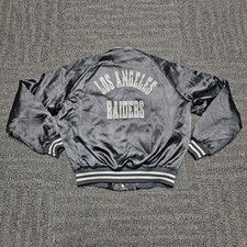 Vintage LOS ANGELES Raiders Chalkline Black Satin Jacket Size Large