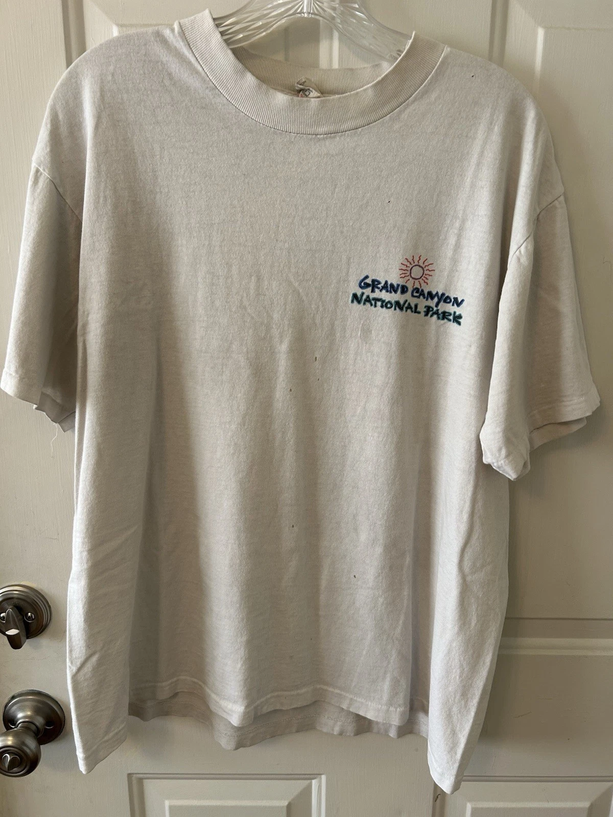 Vintage Grand Canyon National Park White Shirt Size Large Hike Camp Outdoor USA